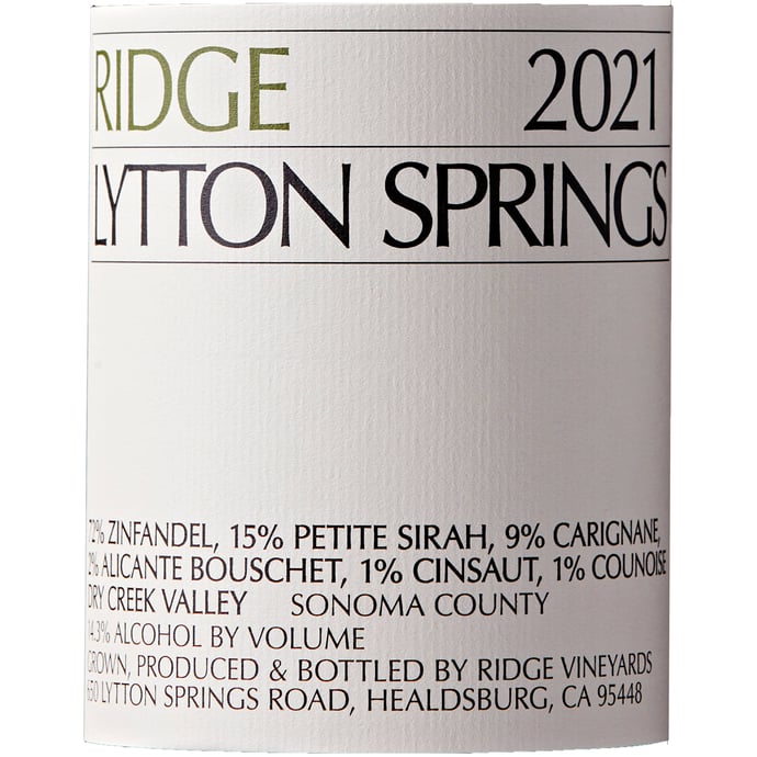 Ridge Lytton Springs 2021 Half Bottle