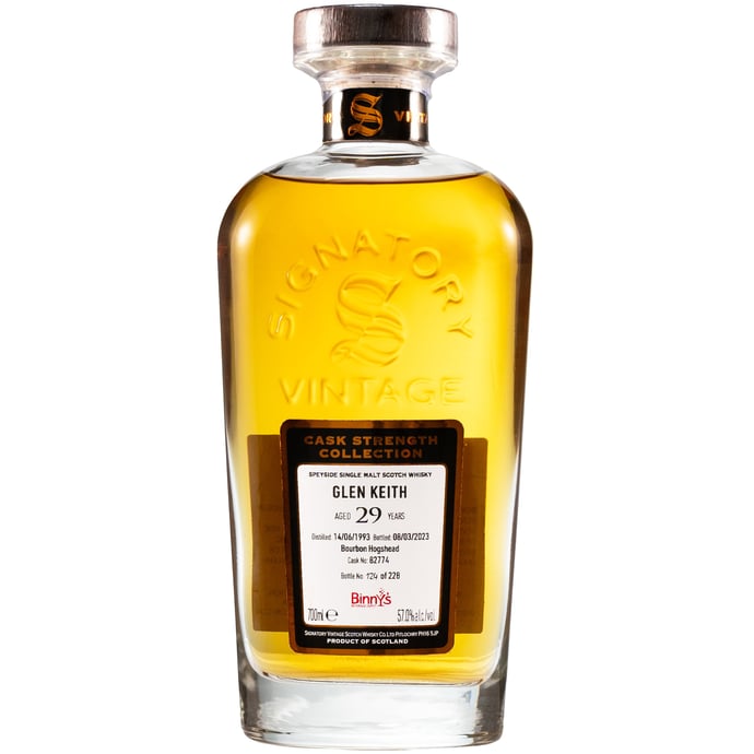 Signatory Glen Keith 29 year old Hogshead # 82774 Binny's Handpicked 1993