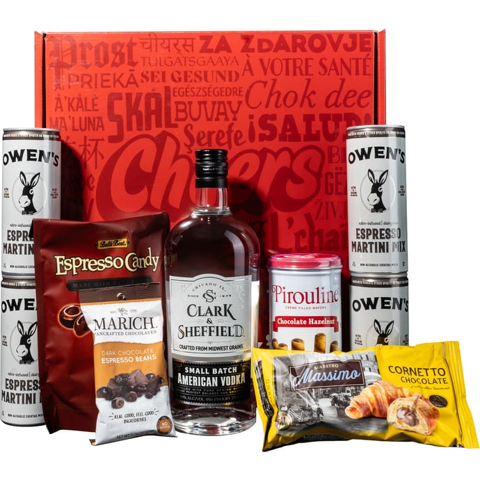 Clark & Sheffield Espresso Martini Gift Box with Owens Espresso Martini Mix