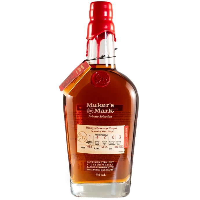 Maker's Mark Private Select Kentucky Meat Map 1 P2 4 Cu 2 46 3 Sp Binny's Handpicked