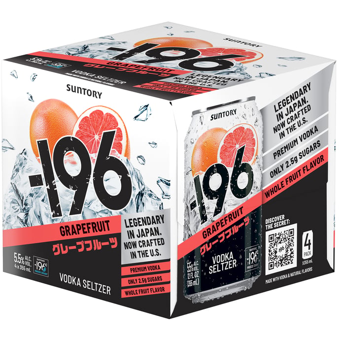Minus 196 Grapefruit Vodka and Soda 4 Pack Cans