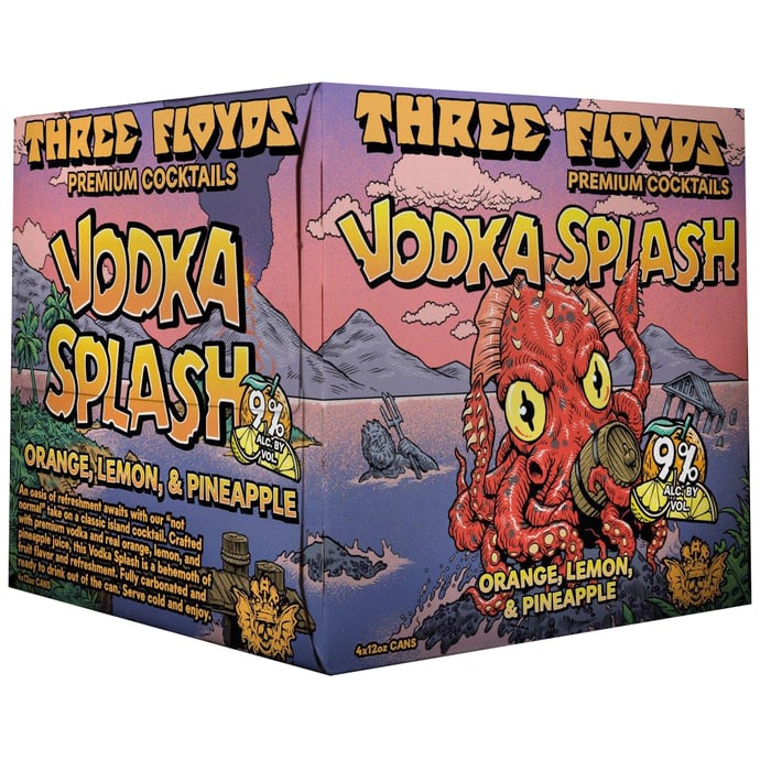 Three Floyds Vodka Splash Orange Lemon & Pineapple 4 Pack Cans