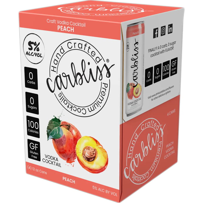 Carbliss PeachVodka Cocktail 4 Pack Cans