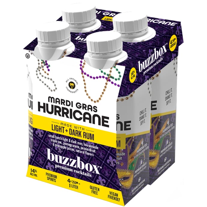 Buzzbox Mardi Gras Hurricane 4 Pack