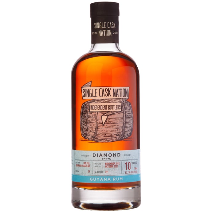 Single Cask Nation Diamond Guayana Rum 10 year old Second Fill Bourbon Hogshead # 29 2012