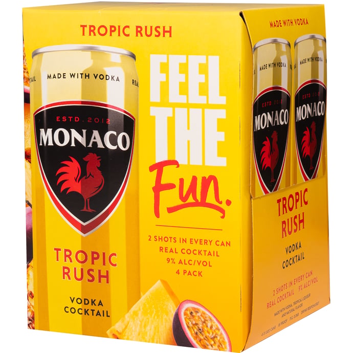 Monaco Tropic Rush Vodka Cocktail 4 Pack Can