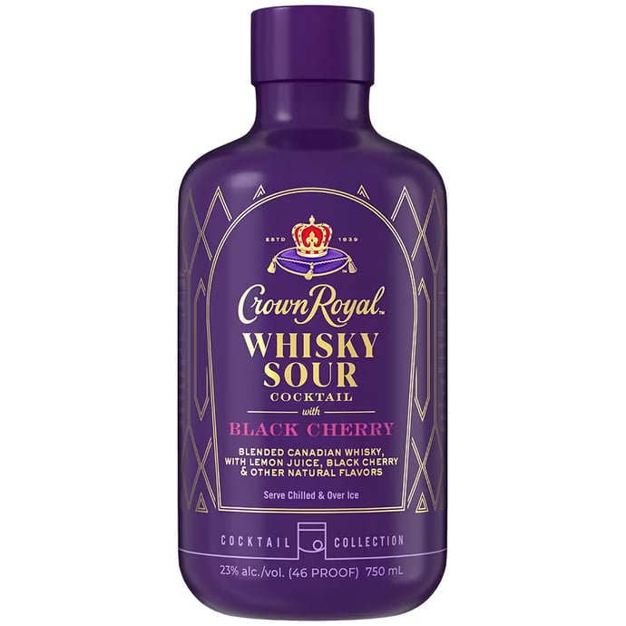 Crown Royal Whisky Sour Cocktail with Black Cherry