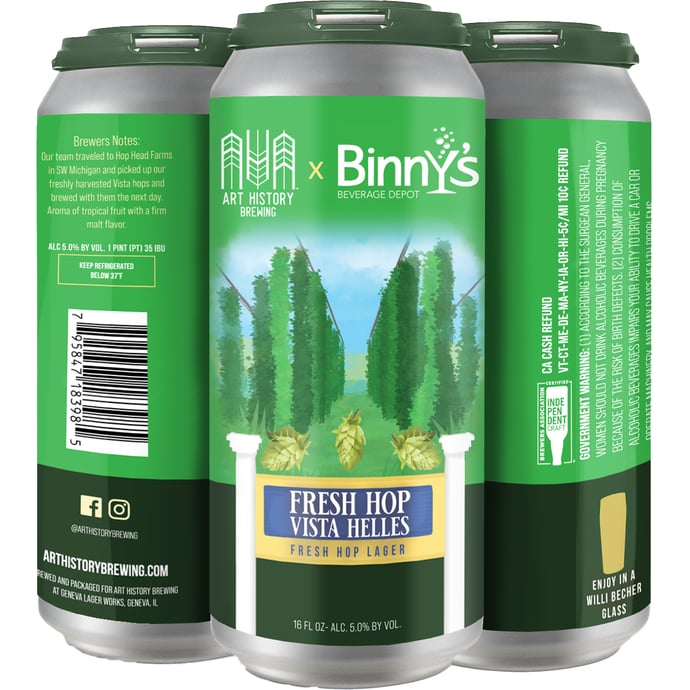 Art History Fresh Hop Vista collaboration with Binny's