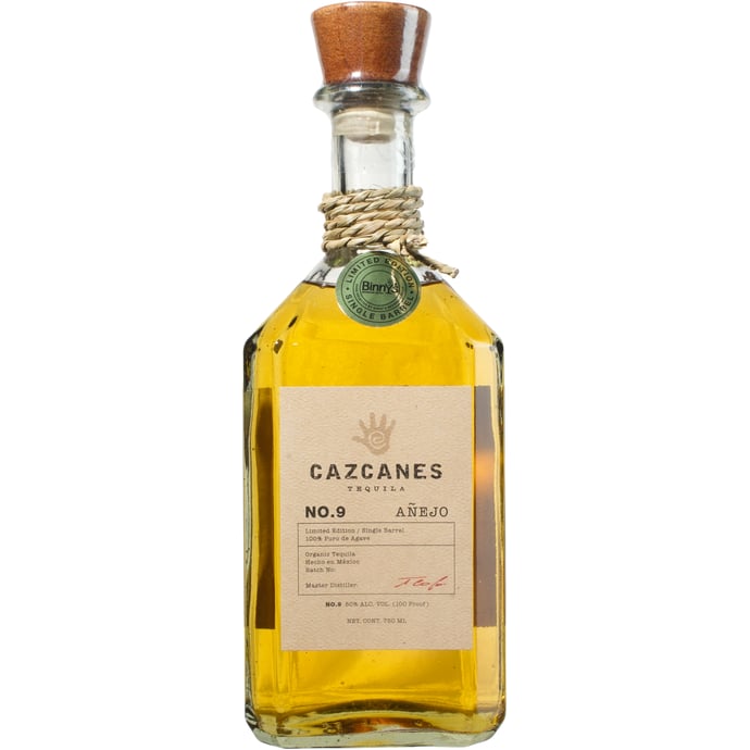 Cazcanes Tequila Anejo No. 9 Single Barrel # 1A5 #11 Low Pressure Autoclave Cooked Agave Binny's Handpicked