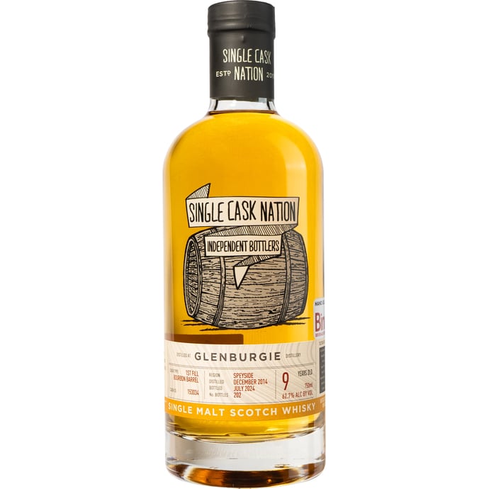 Single Cask Nation Glenburgie 9 year old 1st Fill Bourbon Barrel # 153034 Binny's Handpicked 2014