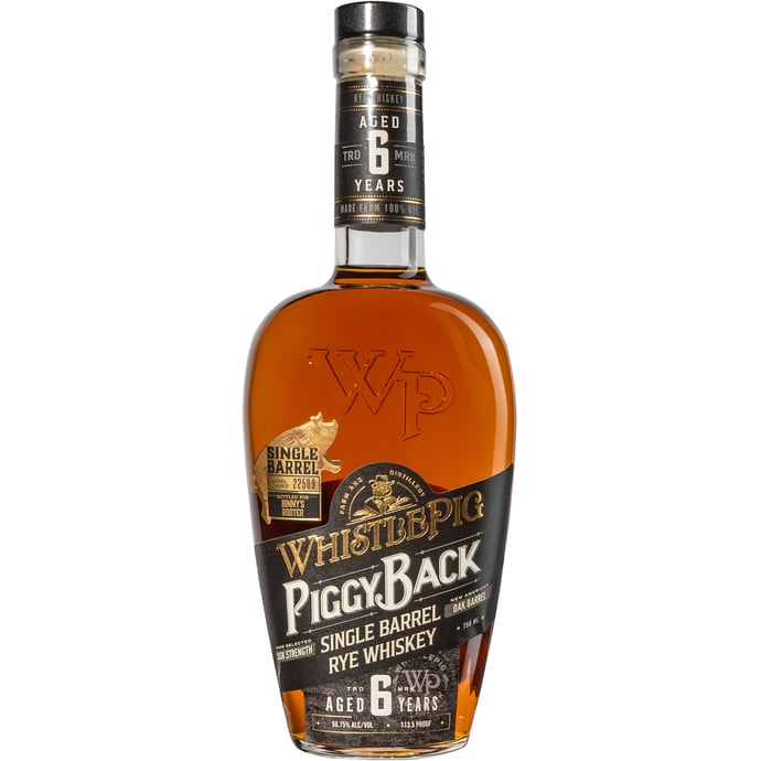 WhistlePig PiggyBack 6 year old Cask Strength Rye Single Barrel Rooter Binny's Handpicked