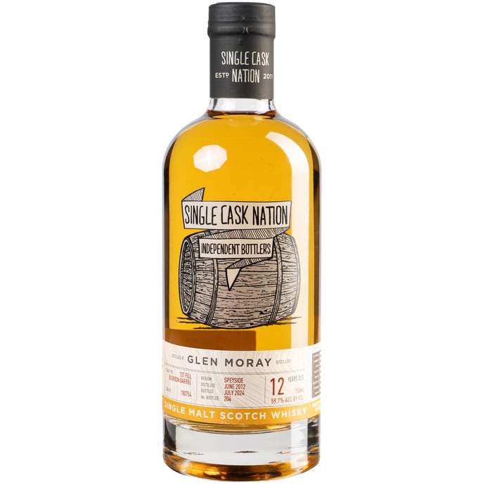 Single Cask Nation Glen Moray 12 year old First Fill ex Bourbon Barrel # 180754 2012