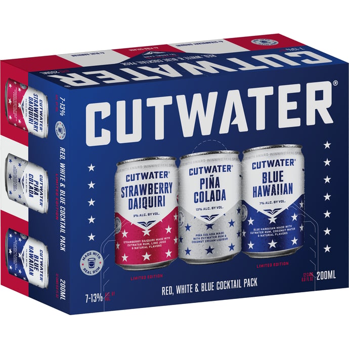 Cutwater Spirits Red White & Blue Variety Ready to Drink Cocktail