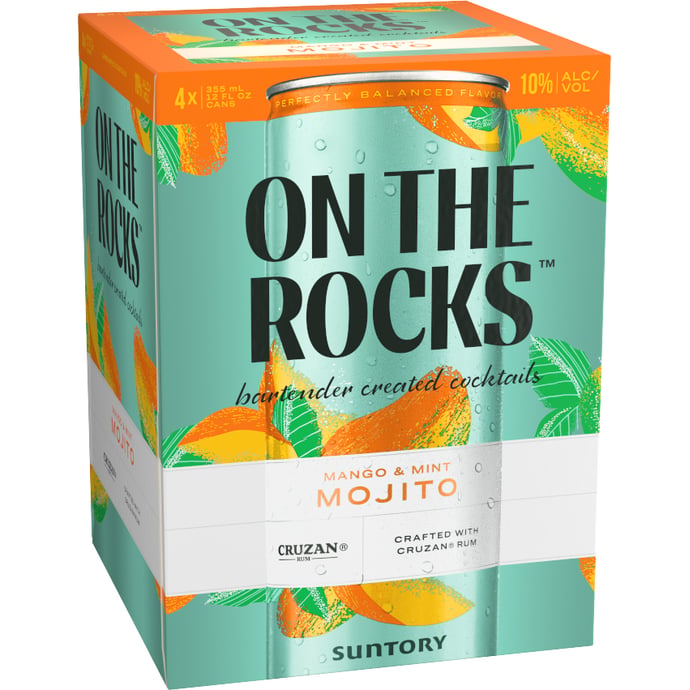 On The Rocks Premium Cocktails Mango & Mint Mojito Made With Cruzan Rum