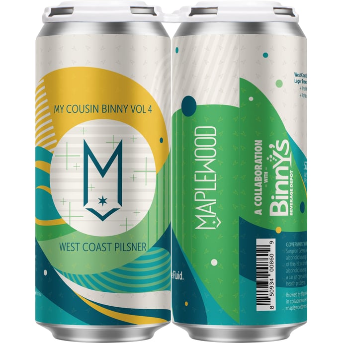 Maplewood My Cousin Binny Vol. 4 West Coast Pilsner collaboration with Binny's