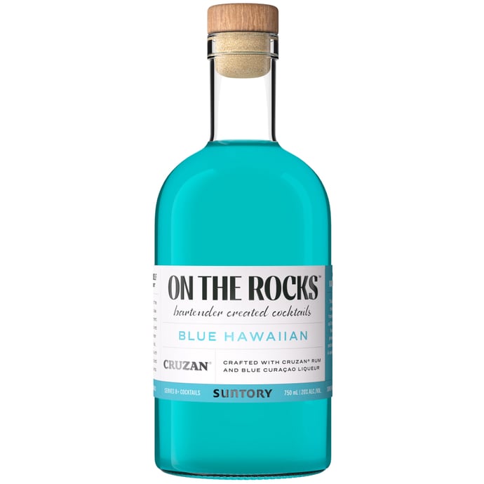 On The Rocks Premium Cocktails The Blue Hawaiian Made With Cruzan Rum