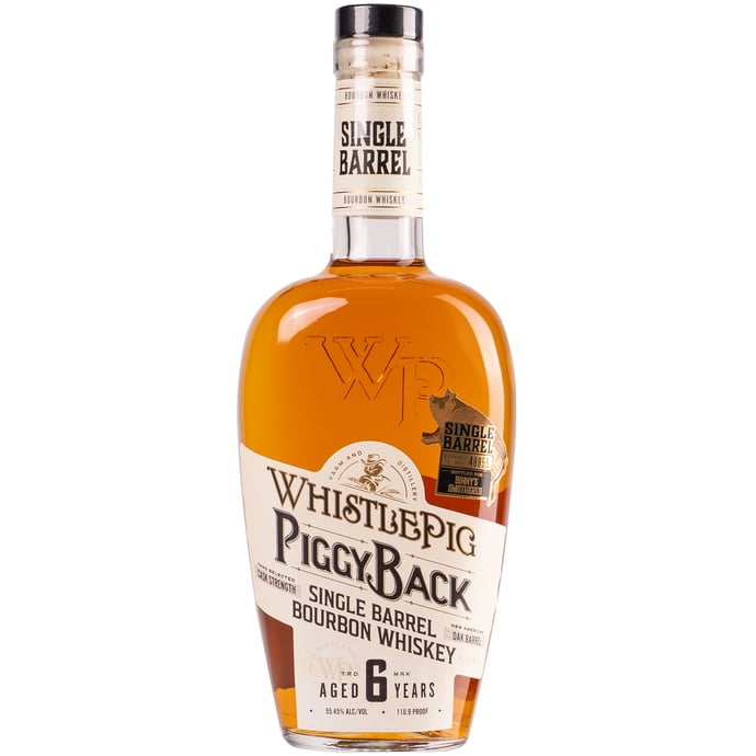 WhistlePig PiggyBack 6 year old Cask Strength Bourbon Single Barrel Smothered Binny's Handpicked