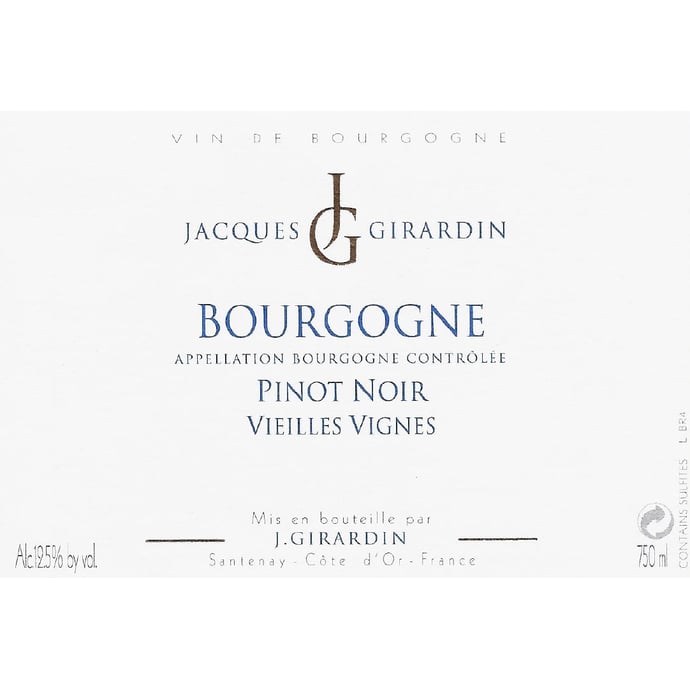 Domaine Jacques Girardin Bourgogne Rouge Pinot Noir Vielles Vignes 2022