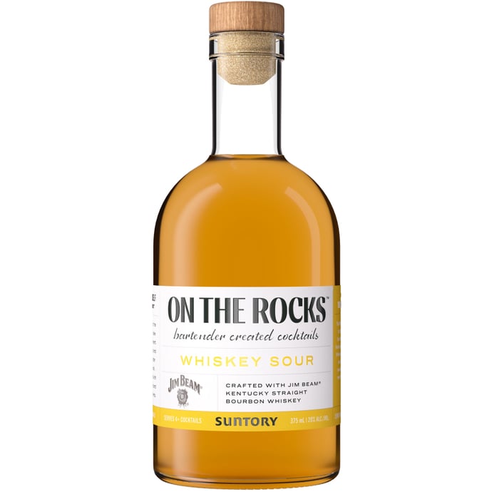 On The Rocks Premium Cocktails Whiskey Sour Made With Jim Beam Bourbon