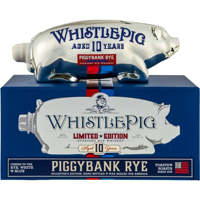 WhistlePig Red White and Blue Piggybank 10 year old Rye