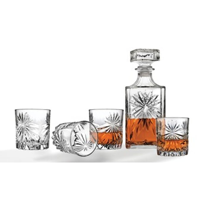 Godinger Cascade 5pc Whiskey Decanter Set