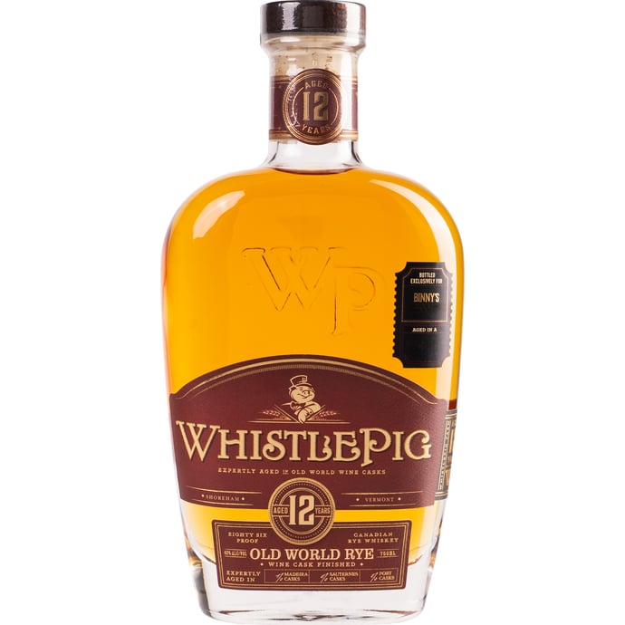 WhistlePig Old World Bespoke 12 year old Rye Chashu Finished in 50% Madeira/30% Sauternes/20% Port Binny's Handpicked