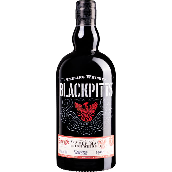 Teeling Blackpitts Cask Strength Peated Irish Single Malt ex Pineapple Rum Cask #76656 Binny's Handpicked