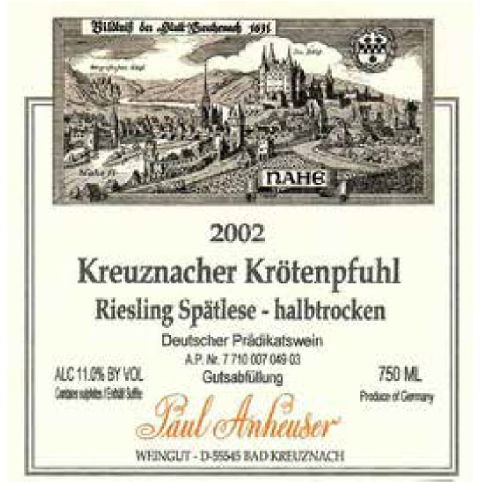 Paul Anheuser Kreuznacher Krotenpfuhl Riesling Spatlese Halbtrocken 2002