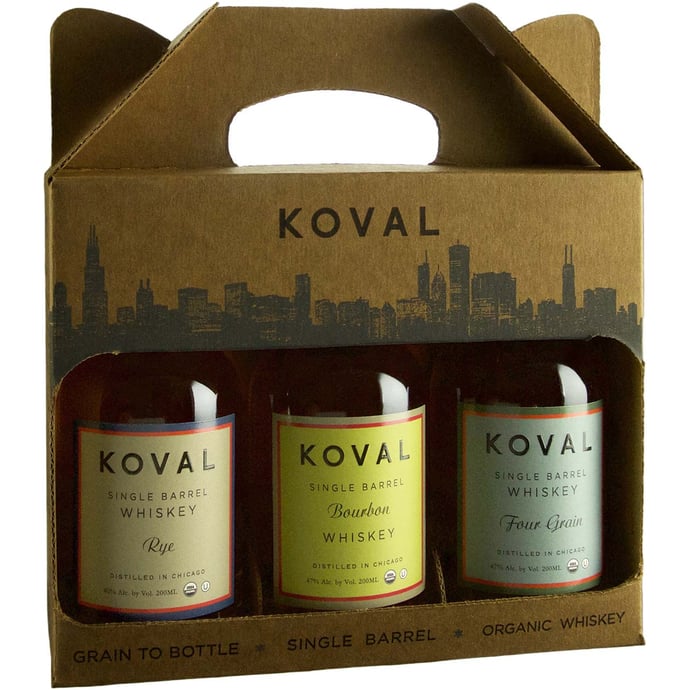 Koval Whiskey 3 X 200ml Gift Pack with Bourbon Rye and Four Grain