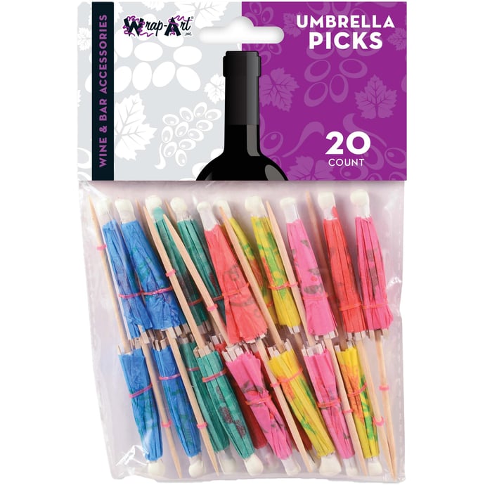 Wrap Art Drink Umbrella Pics 20 Count Bag