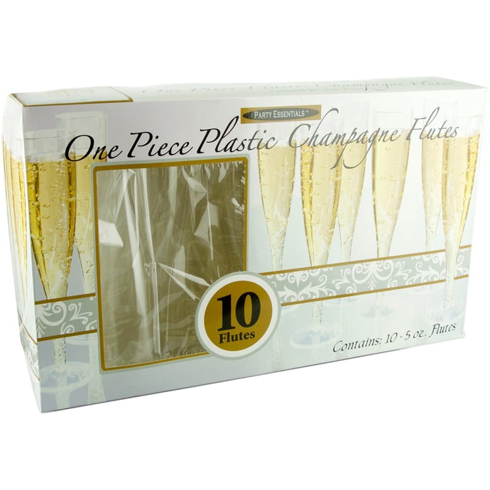 Plastic Champagne Flutes Boxed 10 Count