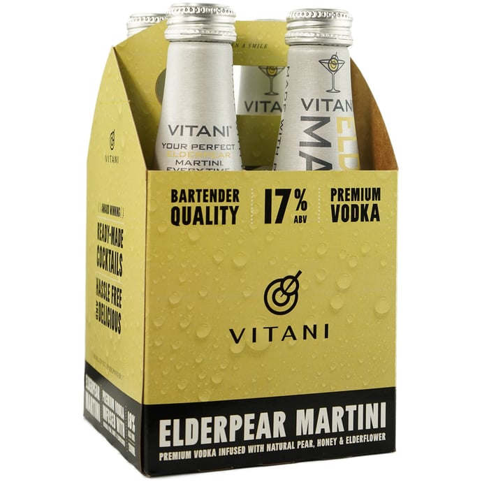 Vitani Elderpear Martini 4 Pack Bottles