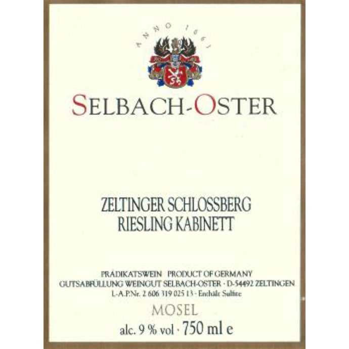 Selbach Oster Zeltinger Schlossberg Riesling Kabinett 2015