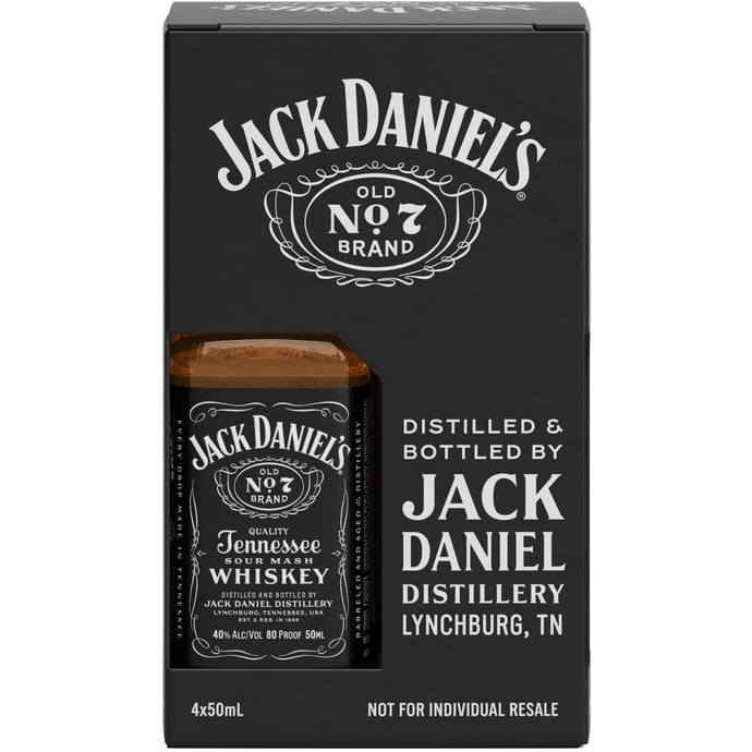 Jack Daniel's Old No 7 Tennessee Whiskey 4 packs