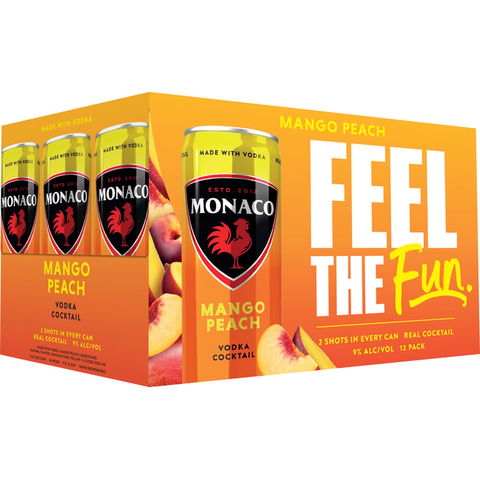 Monaco Mango Peach Vodka Cocktail 12 Pack