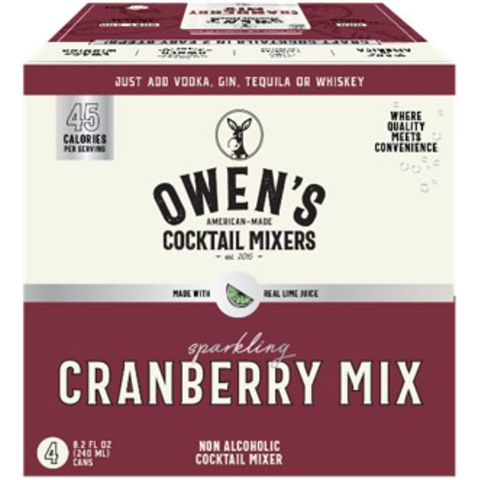 Owen's Mixers Sparkling Cranberry 4 Pack Cans
