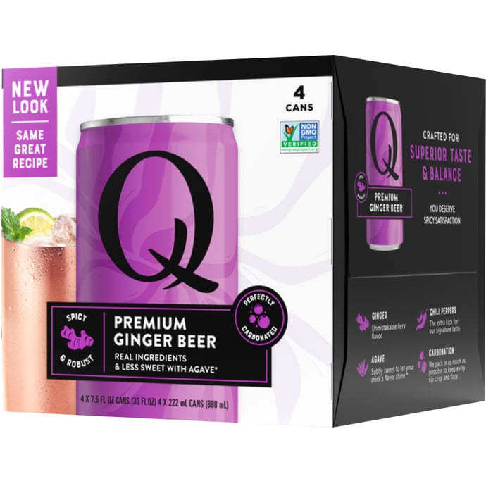 Q Ginger Beer 4pk Cans