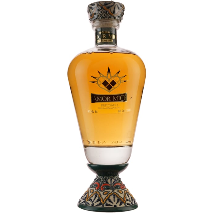 Amor Mio Reposado Tequila in Glass Decanter