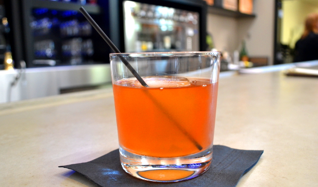 Minneapolis Hustler Bourbon Cocktail with Ice Cube