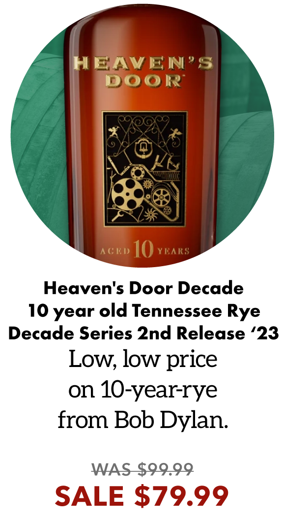 Heaven's Door Decade 10 year old Tennessee Rye Decade Series 2nd Release 2023