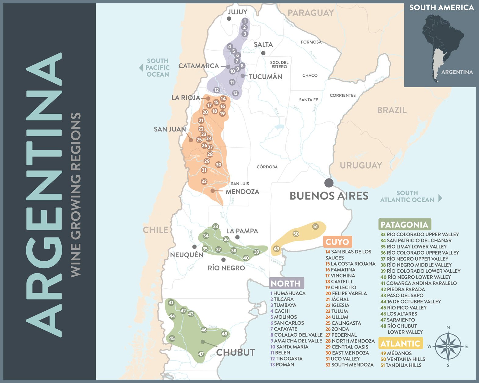 Argentine Wine Growing Regions Map