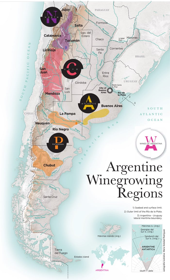 Argentine Wine Growing Regions Map