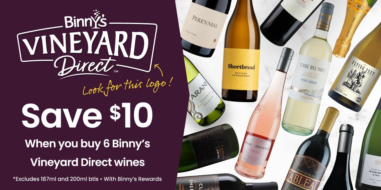 Buy 6, Save $10 on Binny's Vineyard Direct Wines