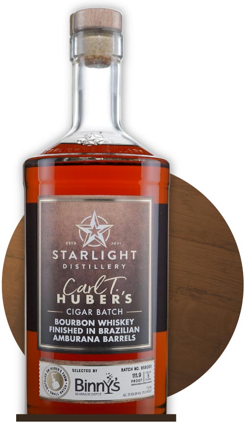 Huber's Starlight Distillery Bourbon Finished 6 Weeks in Amburana Barrel BSB001 Binny's Handpicked