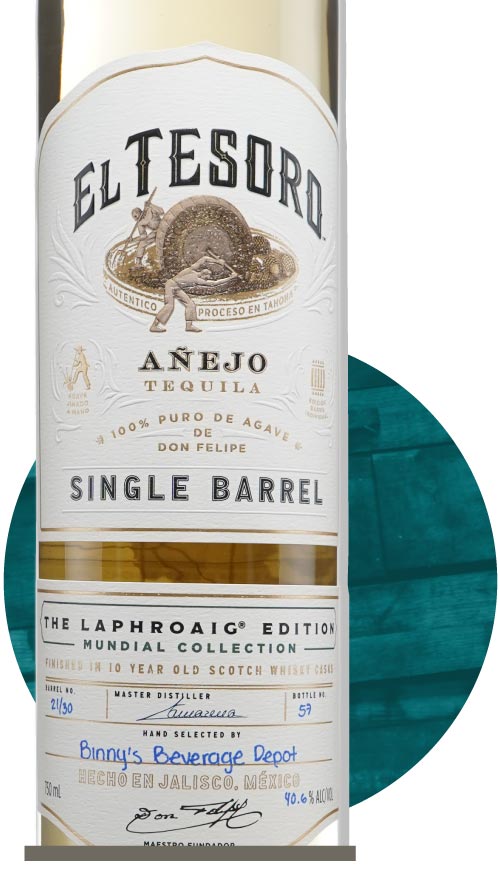 El Tesoro Anejo Single ex Laphroaig Barrel #21 Binny's Handpicked