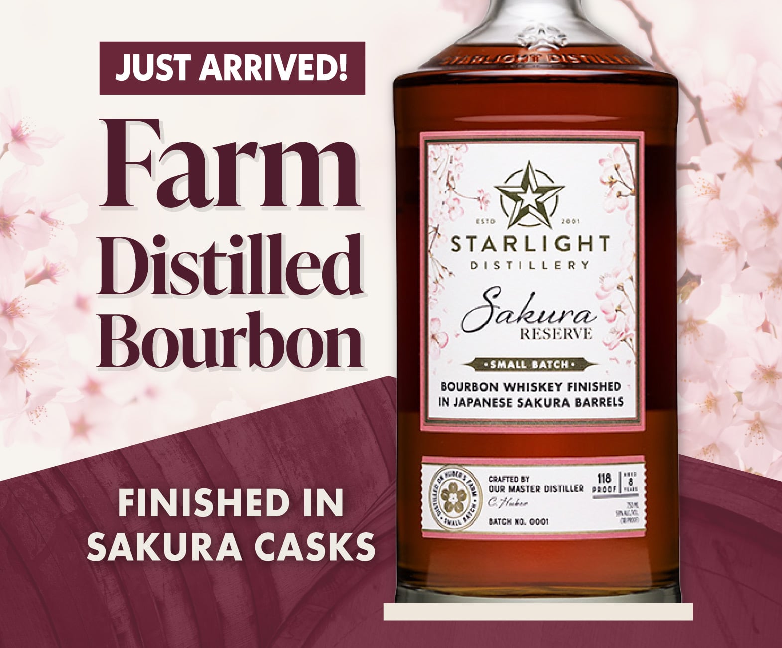Farm distilled bourbon Finished in Sakura casks