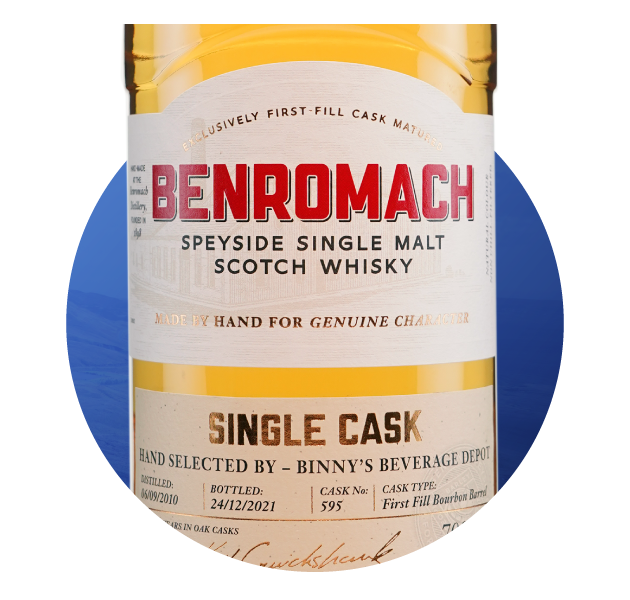 Benromach 11 year old First Fill Bourbon Barrel #595 Binny's Handpicked