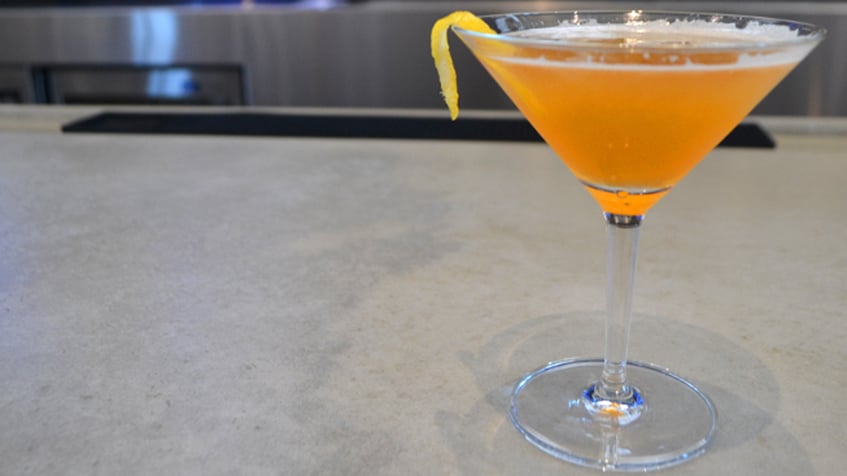 Well-balanced cocktail, with amaro and spiced pear