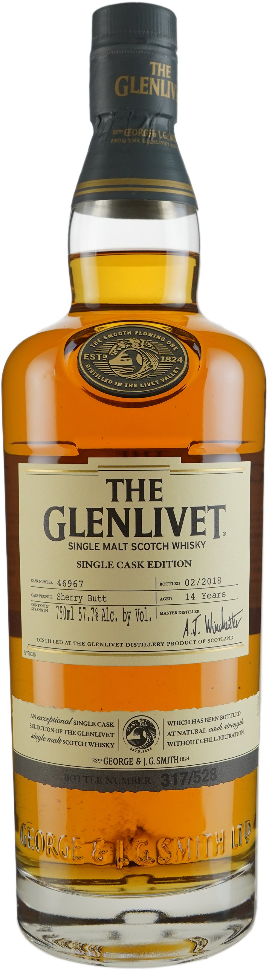 Glenlivet 14 year old 2nd Fill Sherry Butt # 46967 2019 Limited US Release 2002