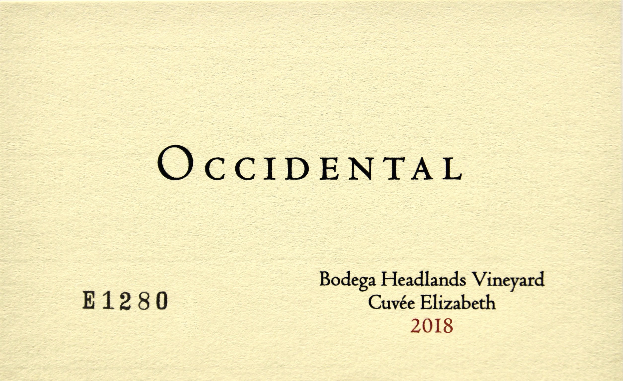 Occidental Pinot Noir Bodega Headlands Vineyard Cuvee Elizabeth 2017